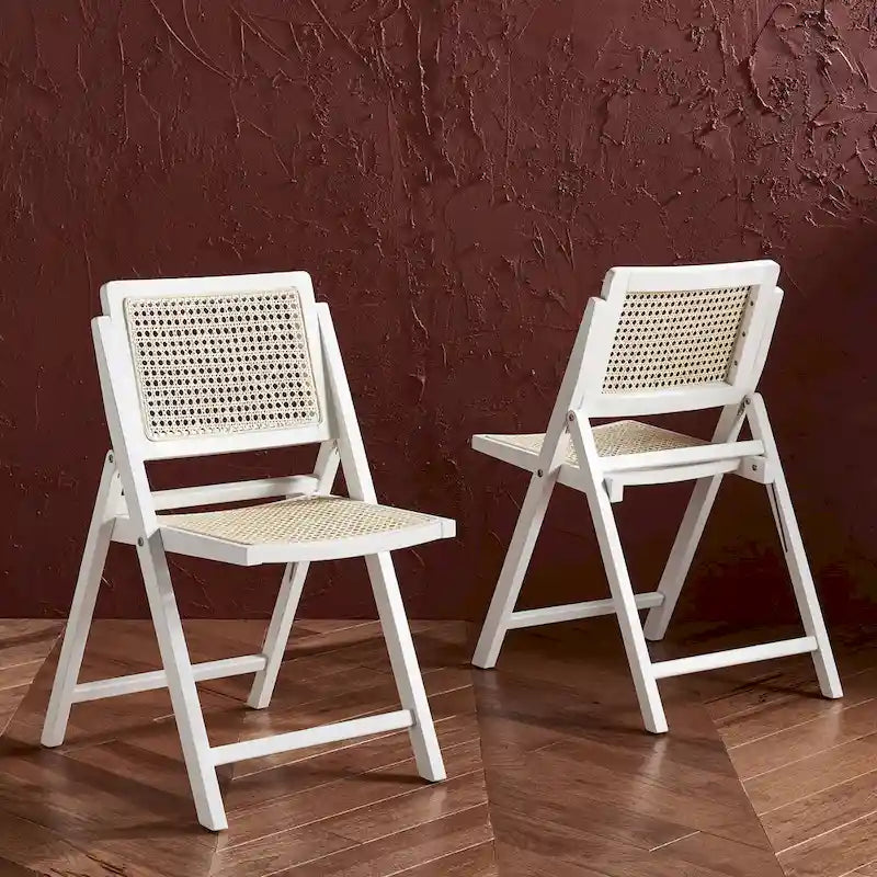 Chaise pliante de salle à manger SAFAVIEH Couture Reinalda Cane (lot de 2) - 45,7 cm L x 58,4 cm P x 83,8 cm H - 45,7Lx58,4Px83,8H
