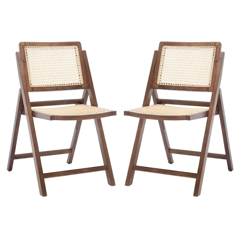 Chaise pliante de salle à manger SAFAVIEH Couture Reinalda Cane (lot de 2) - 45,7 cm L x 58,4 cm P x 83,8 cm H - 45,7Lx58,4Px83,8H