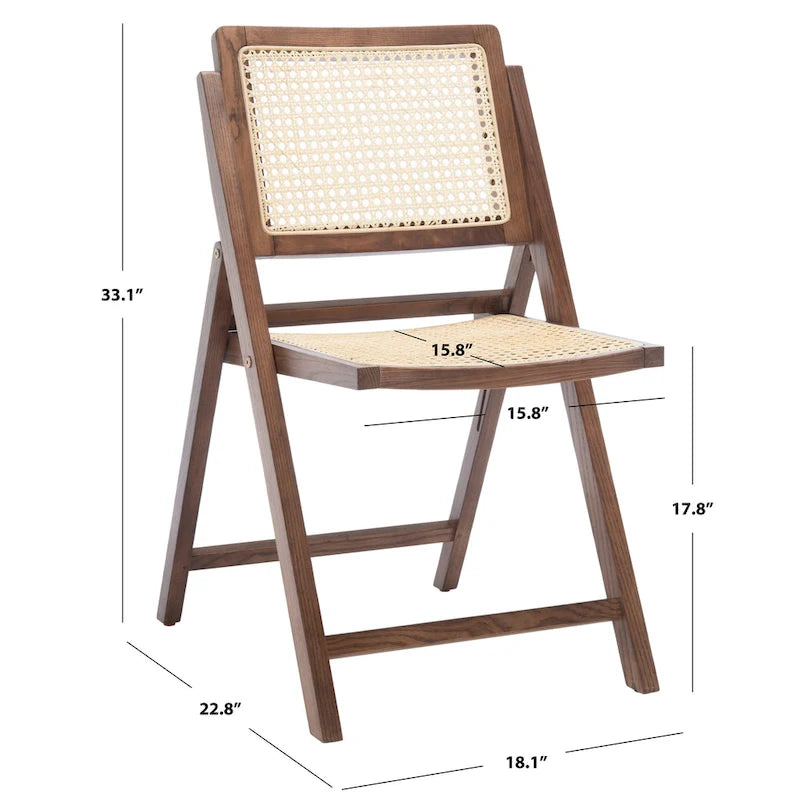 Chaise pliante de salle à manger SAFAVIEH Couture Reinalda Cane (lot de 2) - 45,7 cm L x 58,4 cm P x 83,8 cm H - 45,7Lx58,4Px83,8H