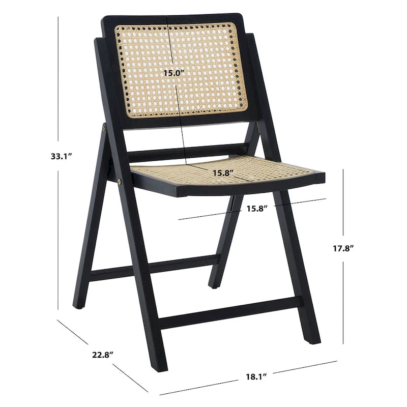 Chaise pliante de salle à manger SAFAVIEH Couture Reinalda Cane (lot de 2) - 45,7 cm L x 58,4 cm P x 83,8 cm H - 45,7Lx58,4Px83,8H