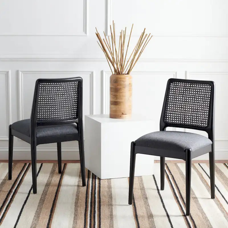 Chaise de salle à manger avec coussin en rotin Sylva de SAFAVIEH (lot de 2) - 19 L x 17.5 P x 32 H - 19Lx18Px32H