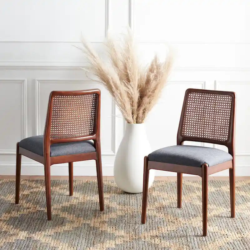 Chaise de salle à manger avec coussin en rotin Sylva de SAFAVIEH (lot de 2) - 19 L x 17.5 P x 32 H - 19Lx18Px32H