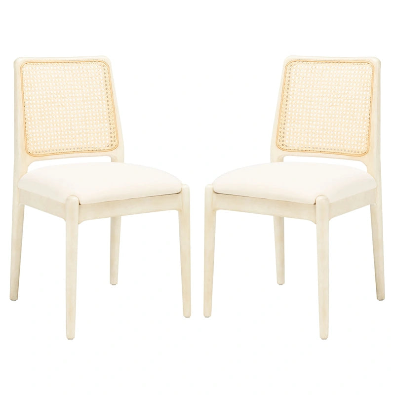 Chaise de salle à manger avec coussin en rotin Sylva de SAFAVIEH (lot de 2) - 19 L x 17.5 P x 32 H - 19Lx18Px32H
