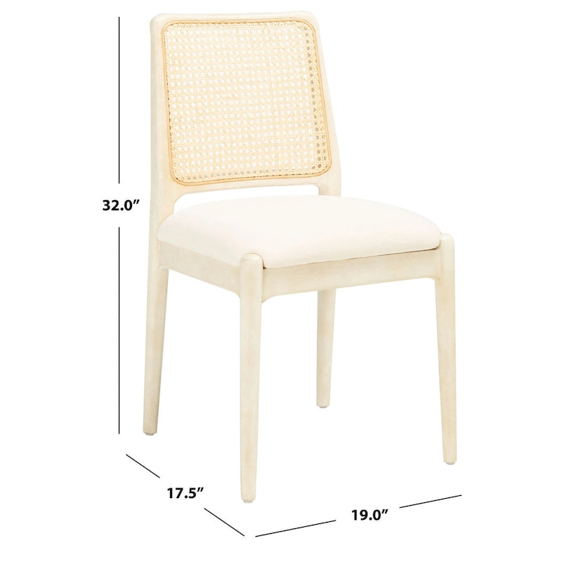 Chaise de salle à manger avec coussin en rotin Sylva de SAFAVIEH (lot de 2) - 19 L x 17.5 P x 32 H - 19Lx18Px32H