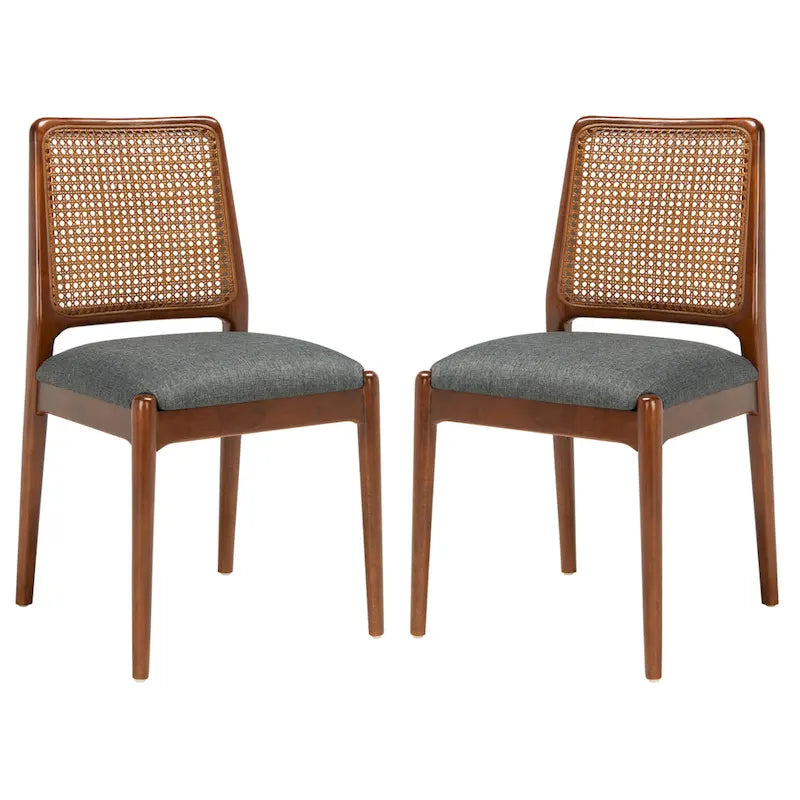 Chaise de salle à manger avec coussin en rotin Sylva de SAFAVIEH (lot de 2) - 19 L x 17.5 P x 32 H - 19Lx18Px32H