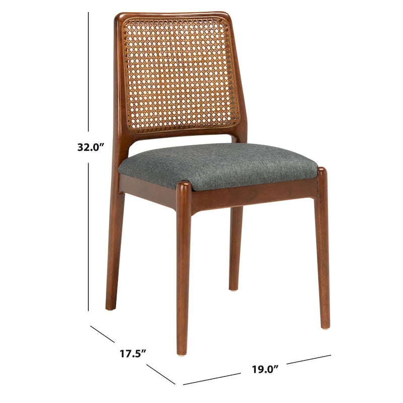 Chaise de salle à manger avec coussin en rotin Sylva de SAFAVIEH (lot de 2) - 19 L x 17.5 P x 32 H - 19Lx18Px32H