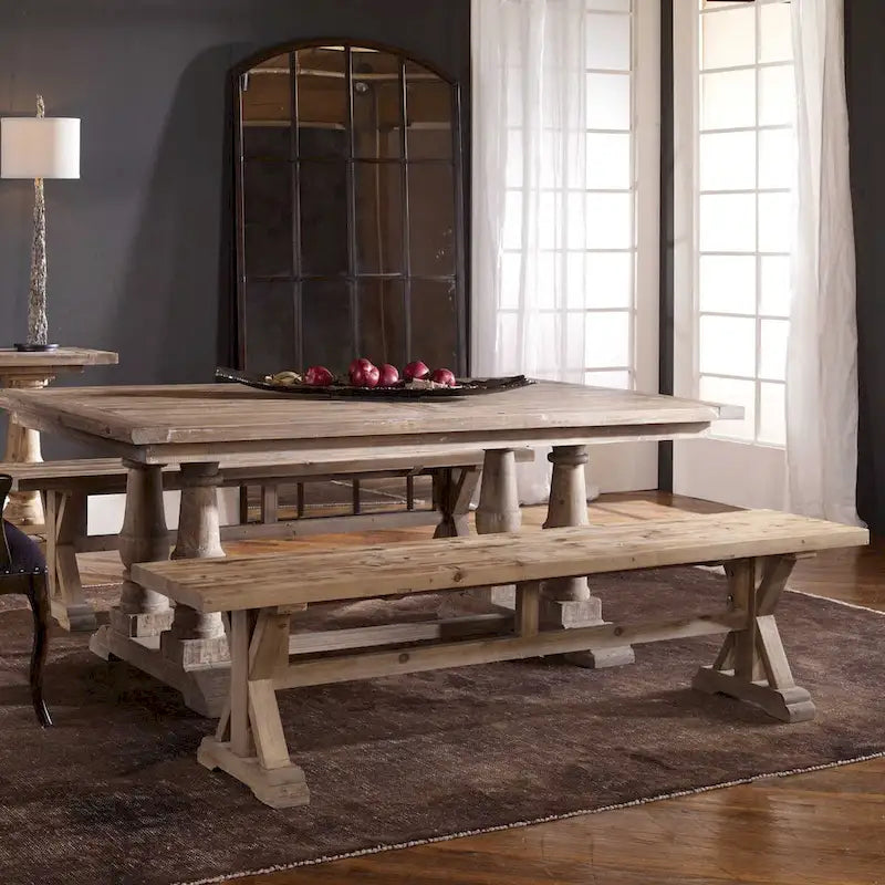Uttermost Stratford 19 x 76 Lite drewniana podstawa stołu jadalnego w stylu farmhouse