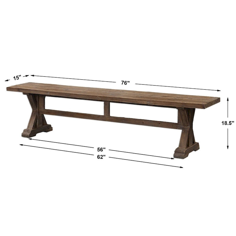 Uttermost Stratford 19 x 76 Lite drewniana podstawa stołu jadalnego w stylu farmhouse