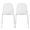 Set of 2 Plastic Eiffel Molded Shell Retro Dining Chairs Accent For Living Room Kitchen Chrome Desk Designer Office