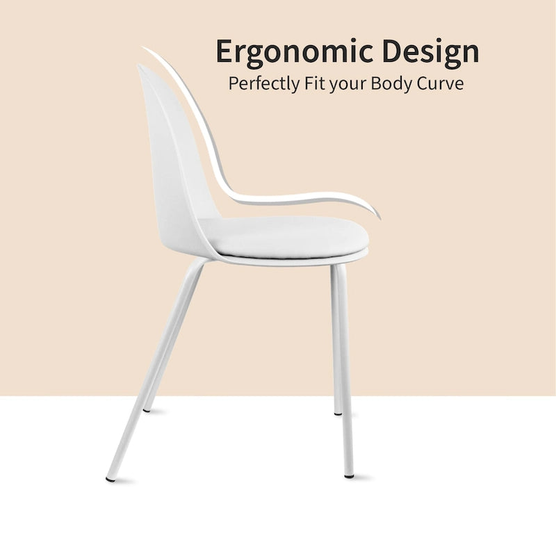 Lot de 2 chaises de salle à manger rétro en plastique moulé Eiffel pour salon, cuisine, bureau chromé, designer