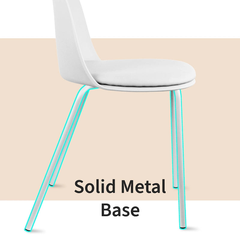 Lot de 2 chaises de salle à manger rétro en plastique moulé Eiffel pour salon, cuisine, bureau chromé, designer
