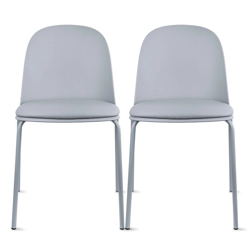 Lot de 2 chaises de salle à manger rétro en plastique moulé Eiffel pour salon, cuisine, bureau chromé, designer