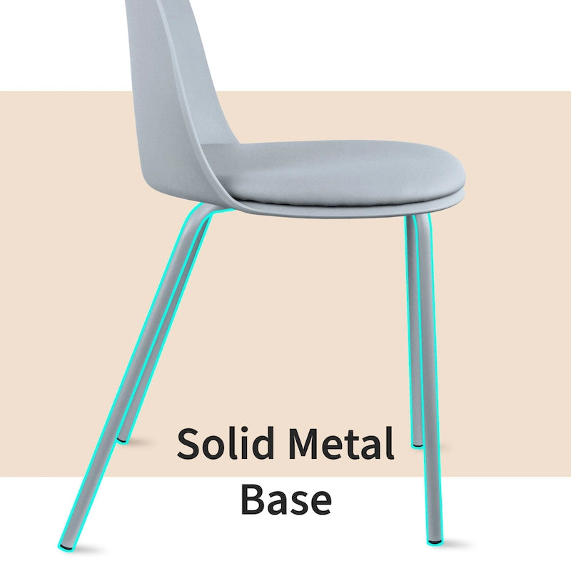Lot de 2 chaises de salle à manger rétro en plastique moulé Eiffel pour salon, cuisine, bureau chromé, designer