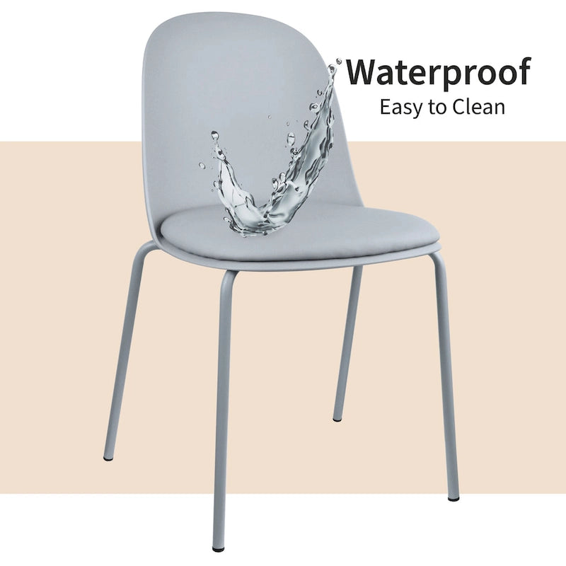 Lot de 2 chaises de salle à manger rétro en plastique moulé Eiffel pour salon, cuisine, bureau chromé, designer