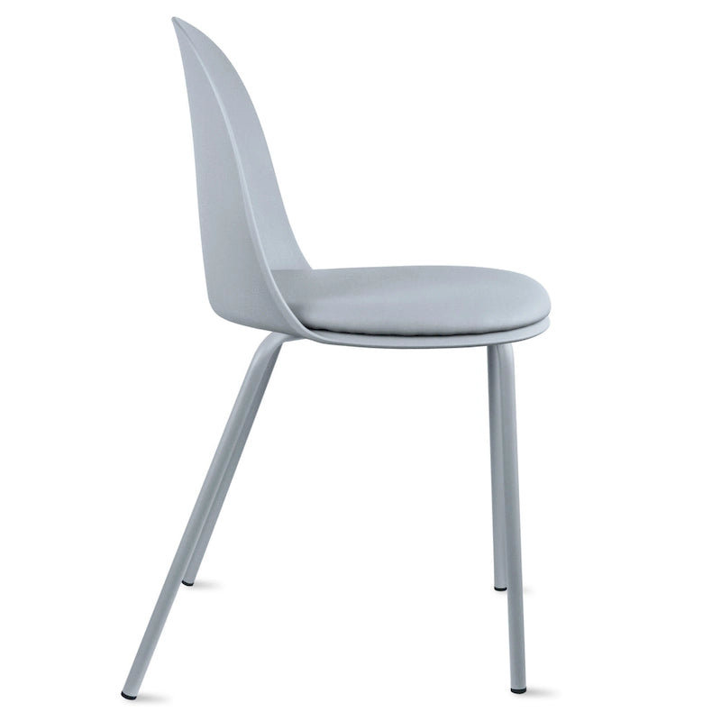 Lot de 2 chaises de salle à manger rétro en plastique moulé Eiffel pour salon, cuisine, bureau chromé, designer