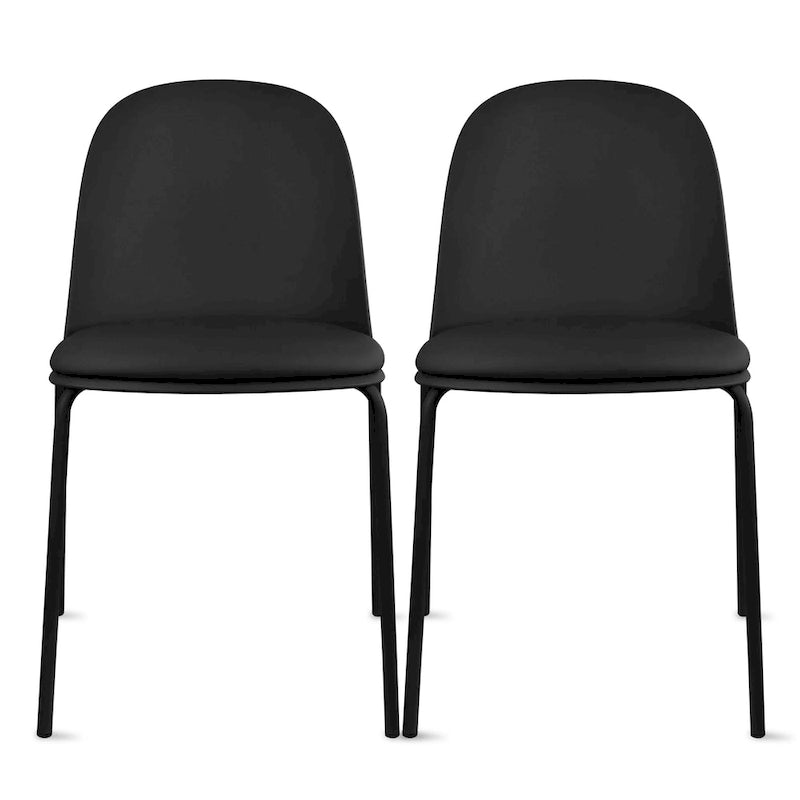 Lot de 2 chaises de salle à manger rétro en plastique moulé Eiffel pour salon, cuisine, bureau chromé, designer