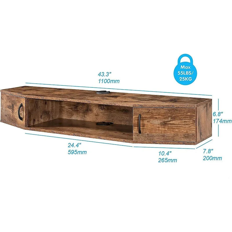 FITUEYES Meuble TV Mural Console Flottante Étagère de Rangement pour Bureau