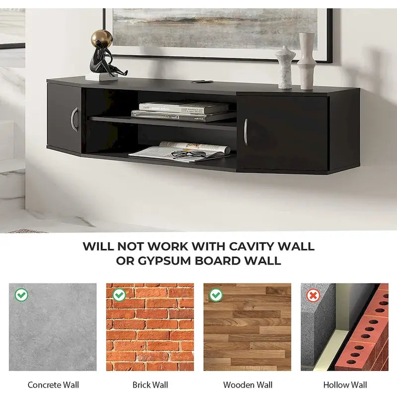FITUEYES Meuble TV Mural Console Flottante Étagère de Rangement pour Bureau