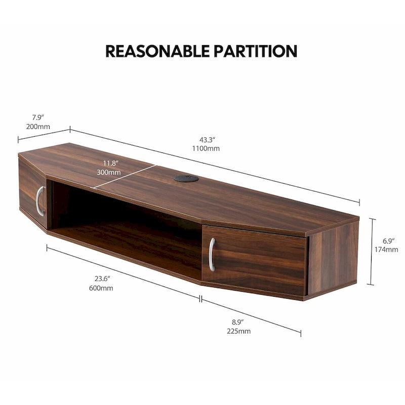 FITUEYES Meuble TV Mural Console Flottante Étagère de Rangement pour Bureau