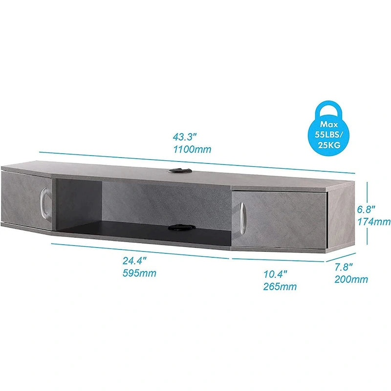 FITUEYES Meuble TV Mural Console Flottante Étagère de Rangement pour Bureau