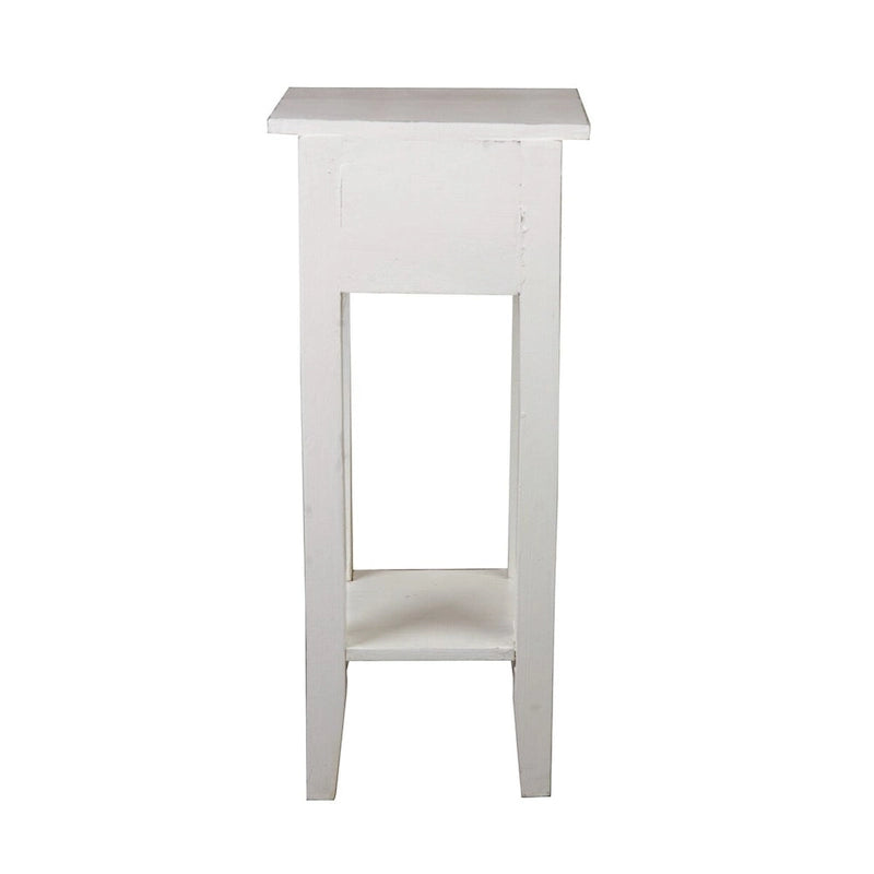 Table d'appoint étroite, aspect vieilli, en bois massif - 25,75 po - Blanc lavé