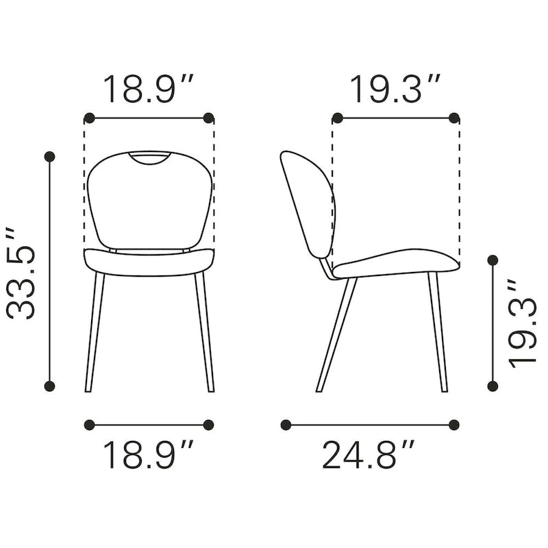 Chaise de salle à manger Terrence (lot de 2) - Produit 1 (po) : 18,9 L x 24,8 P x 33,5 H
