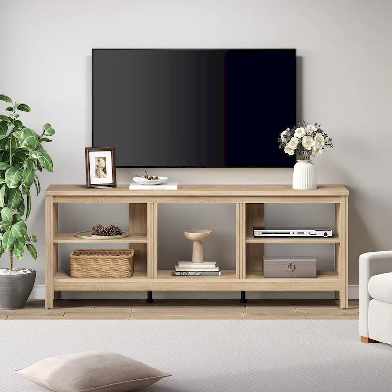 Meuble TV Classique de 70 Pouces, Console TV pour Téléviseur de 75 Pouces avec LED