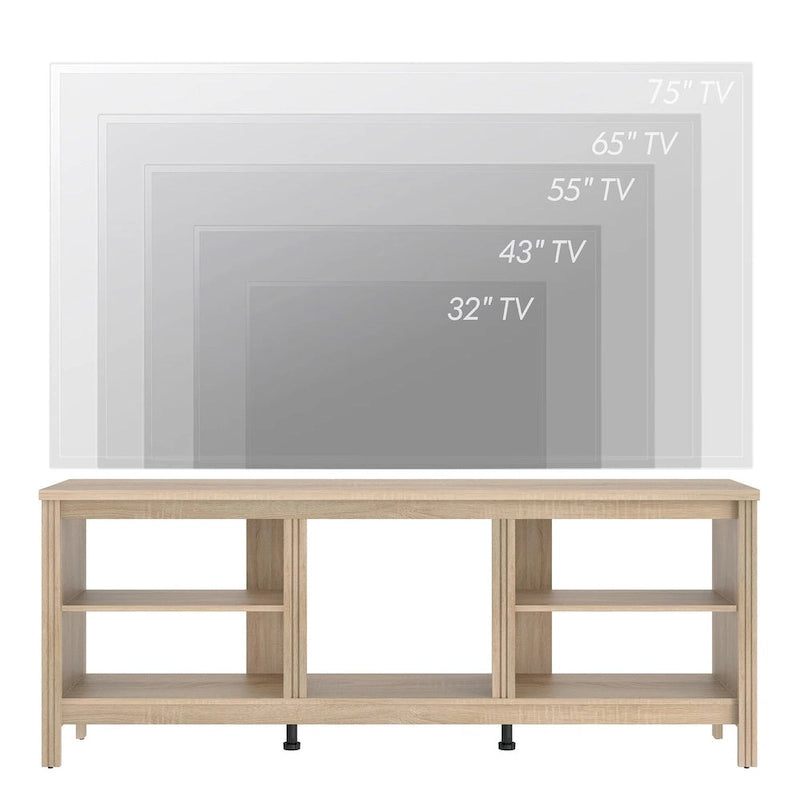Meuble TV Classique de 70 Pouces, Console TV pour Téléviseur de 75 Pouces avec LED