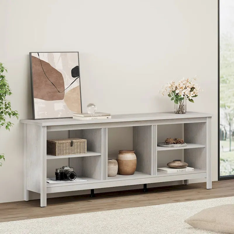 Meuble TV Classique de 70 Pouces, Console TV pour Téléviseur de 75 Pouces avec LED