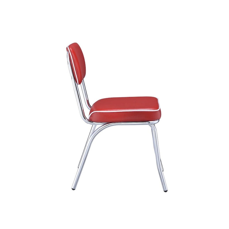 Chaise de salle à manger latérale rétro métallique avec revêtement en cuir, lot de 2 - 32,5 H x 21 l x 17 L pouces