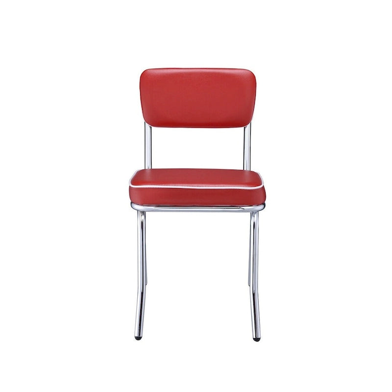 Chaise de salle à manger latérale rétro métallique avec revêtement en cuir, lot de 2 - 32,5 H x 21 l x 17 L pouces