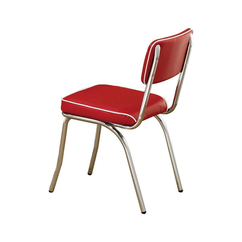 Chaise de salle à manger latérale rétro métallique avec revêtement en cuir, lot de 2 - 32,5 H x 21 l x 17 L pouces