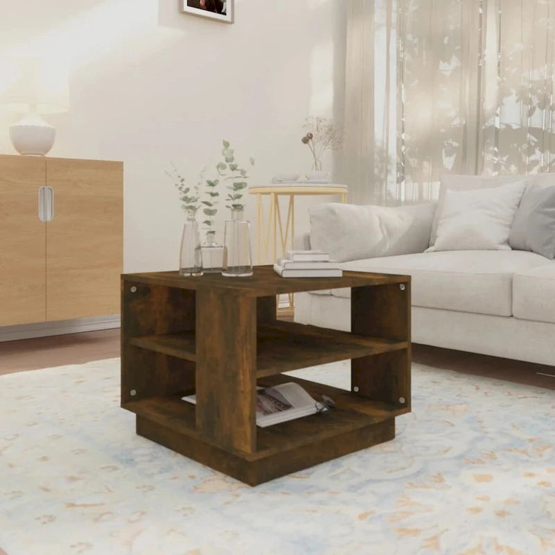 vidaXL Stolik kawowy stolik pomocniczy boczny stolik pod sofę do salonu, materiał drewnopochodny - 55 x 55 x 43 cm