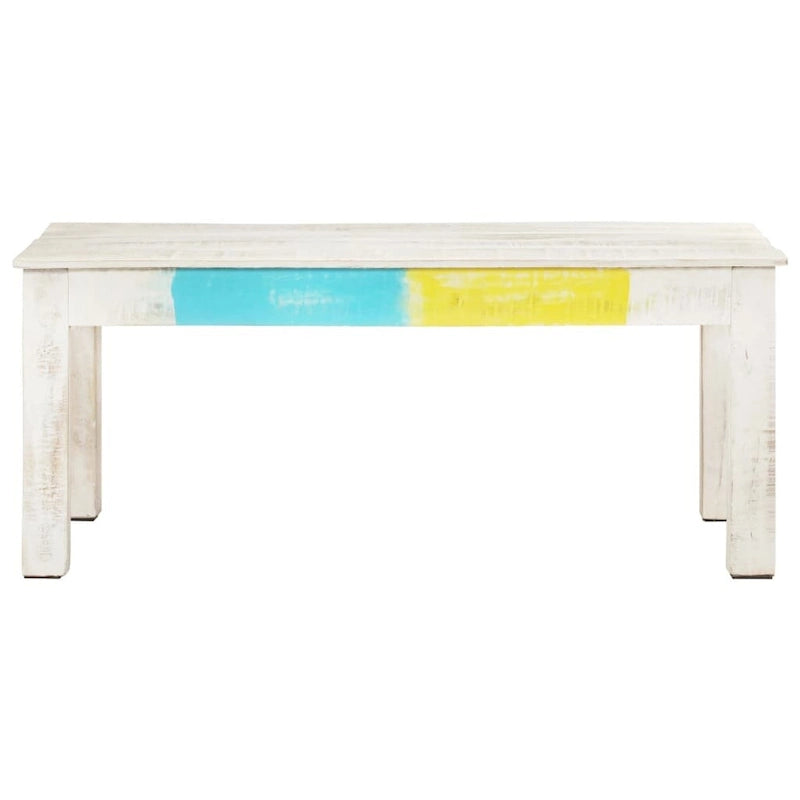 vidaXL Table Basse Blanche 110x60x45 cm Bois de manguier massif