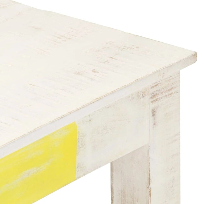 vidaXL Table Basse Blanche 110x60x45 cm Bois de manguier massif