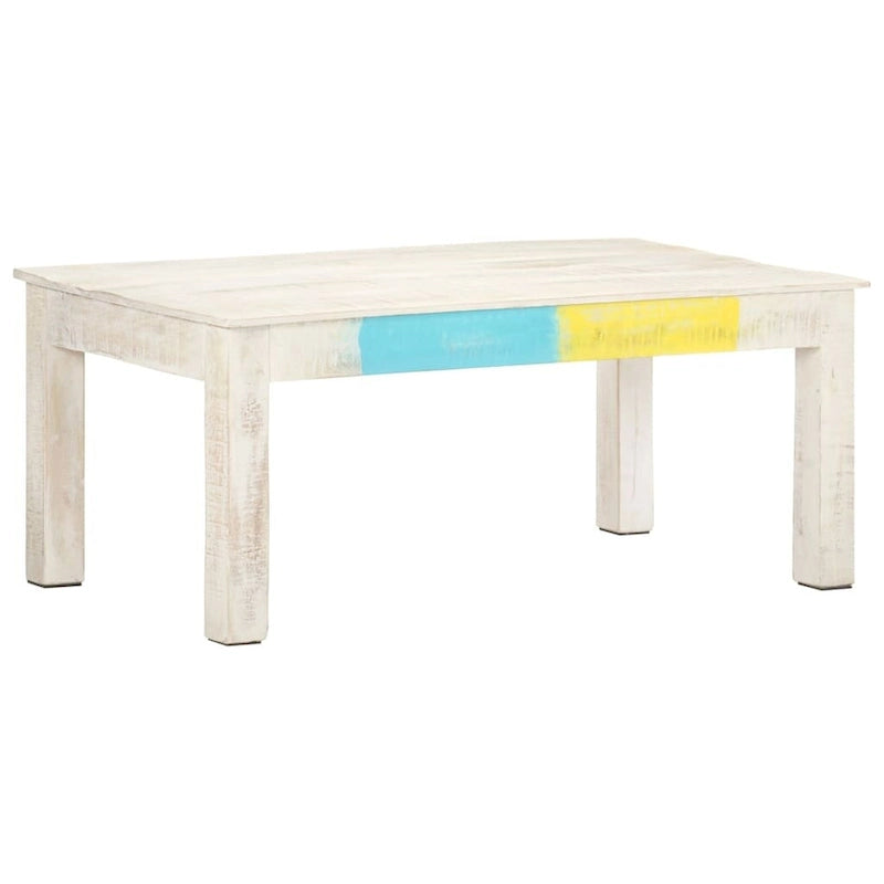 vidaXL Table Basse Blanche 110x60x45 cm Bois de manguier massif