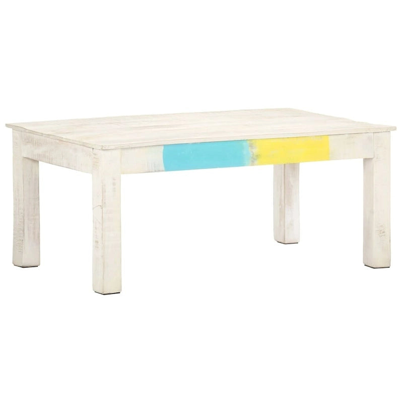 vidaXL Table Basse Blanche 110x60x45 cm Bois de manguier massif