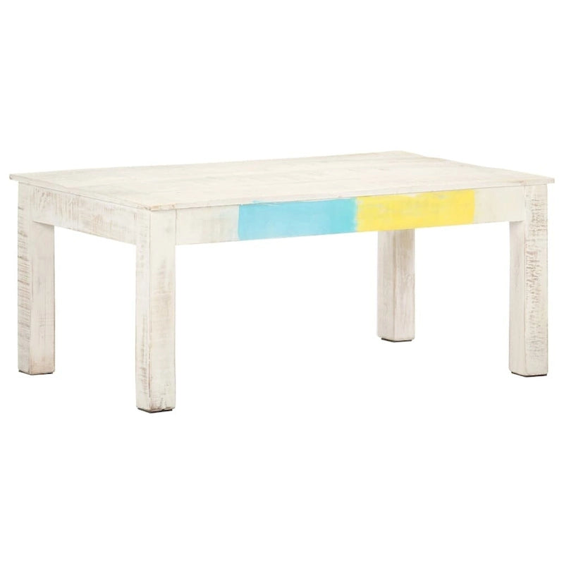 vidaXL Table Basse Blanche 110x60x45 cm Bois de manguier massif