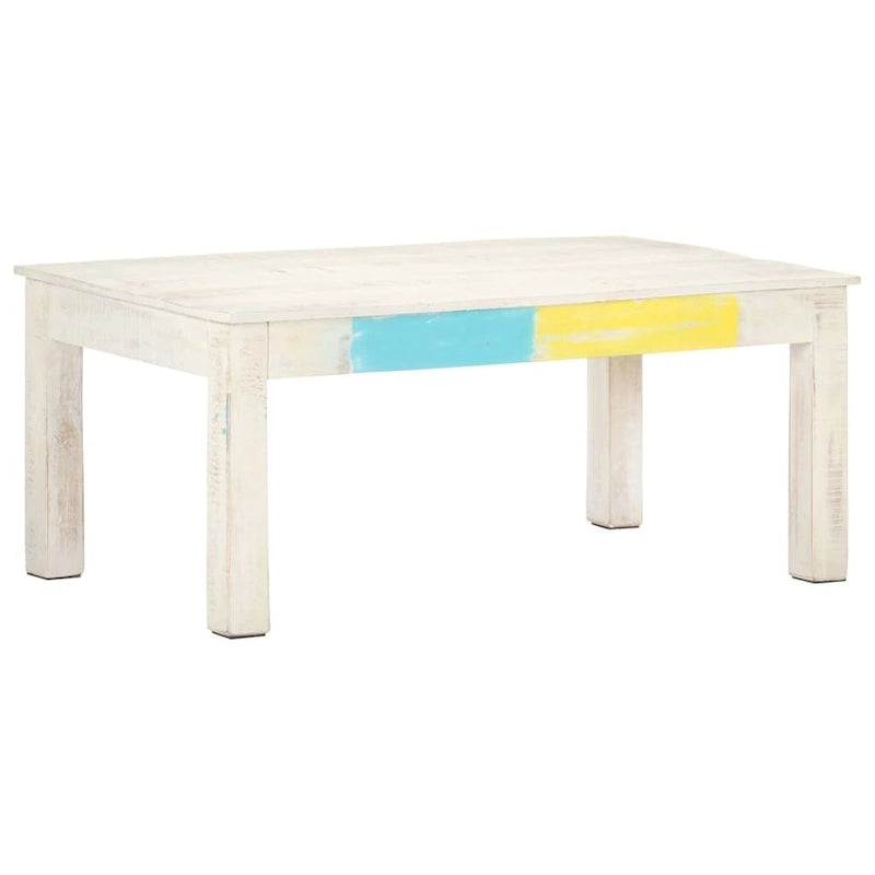 vidaXL Table Basse Blanche 110x60x45 cm Bois de manguier massif