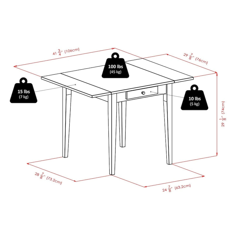Table à abattants avec chaises à dossier ajouré, noyer