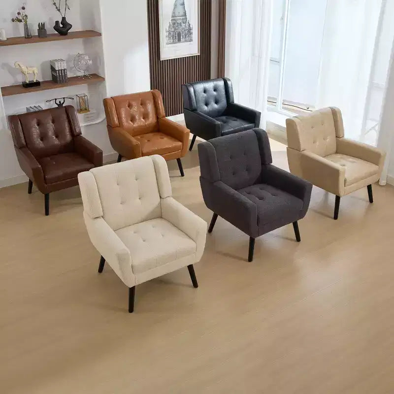 Fauteuil d'appoint capitonné multicolore avec pieds en bois, une place