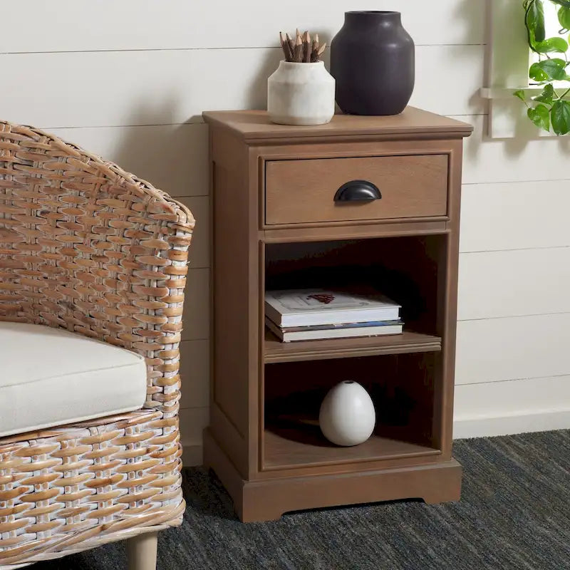 SAFAVIEH Clemie, table d'appoint de rangement grise - 17,7 x 13,8 x 29,9 - 18Wx14Dx30H