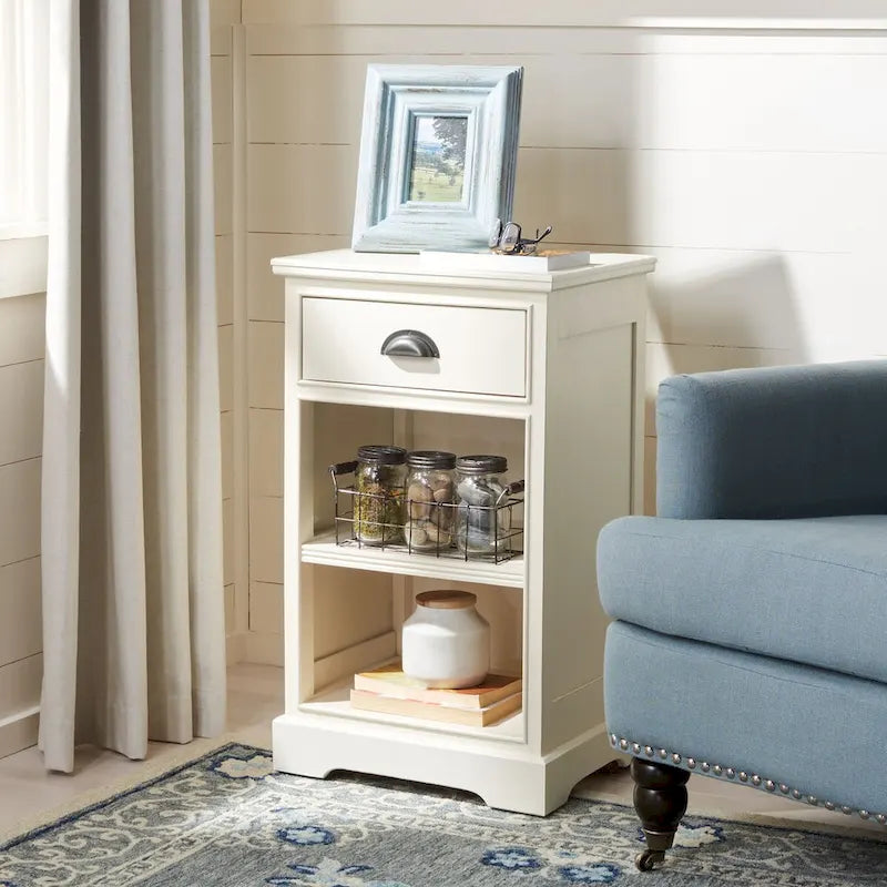 SAFAVIEH Clemie, table d'appoint de rangement grise - 17,7 x 13,8 x 29,9 - 18Wx14Dx30H