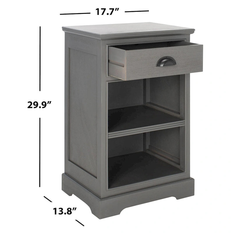 SAFAVIEH Clemie, table d'appoint de rangement grise - 17,7 x 13,8 x 29,9 - 18Wx14Dx30H