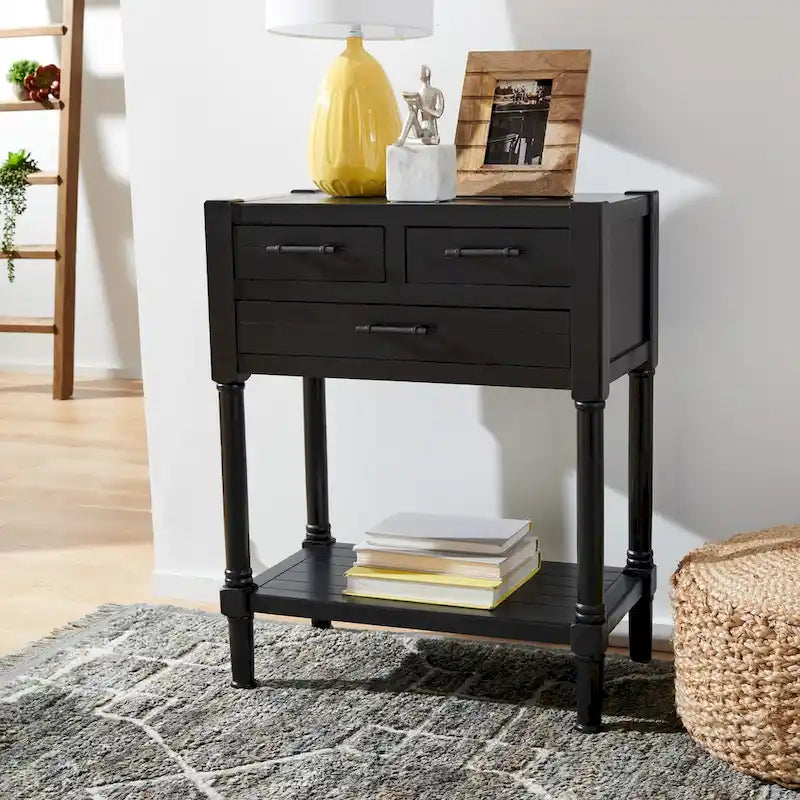 Console de table SAFAVIEH Philomene vieillie blanche à 3 tiroirs - 23,5 L x 13 P x 29,5 H - 24Lx13Px30H