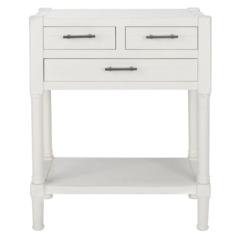 Console de table SAFAVIEH Philomene vieillie blanche à 3 tiroirs - 23,5 L x 13 P x 29,5 H - 24Lx13Px30H