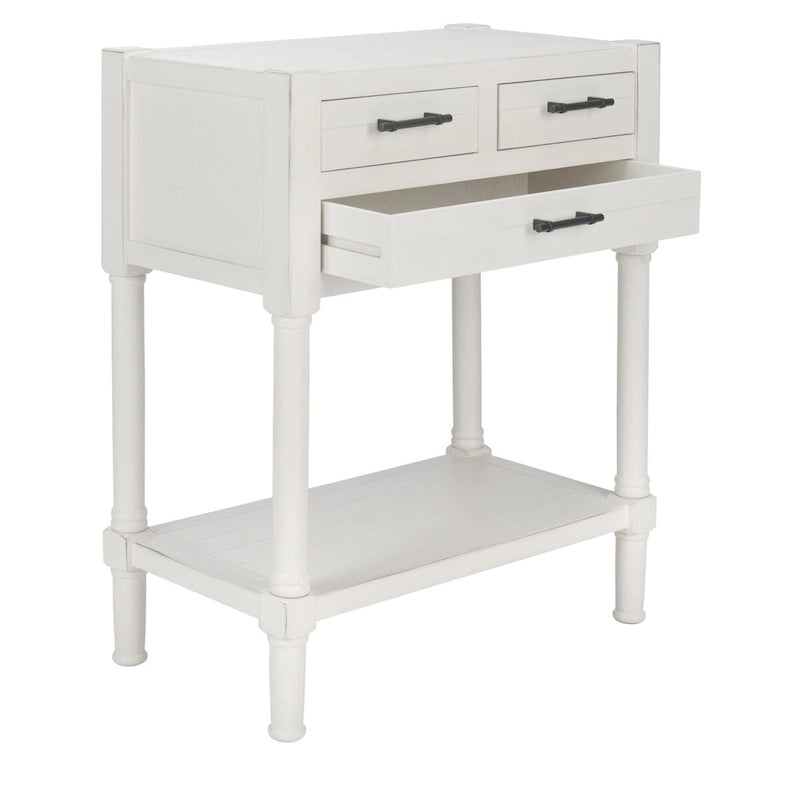 Console de table SAFAVIEH Philomene vieillie blanche à 3 tiroirs - 23,5 L x 13 P x 29,5 H - 24Lx13Px30H