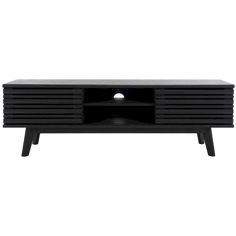 SAFAVIEH Teela Meuble TV multimédia de rangement Noyer 59 pouces - 59 L x 15 P x 19 H - 59Lx15Px19H