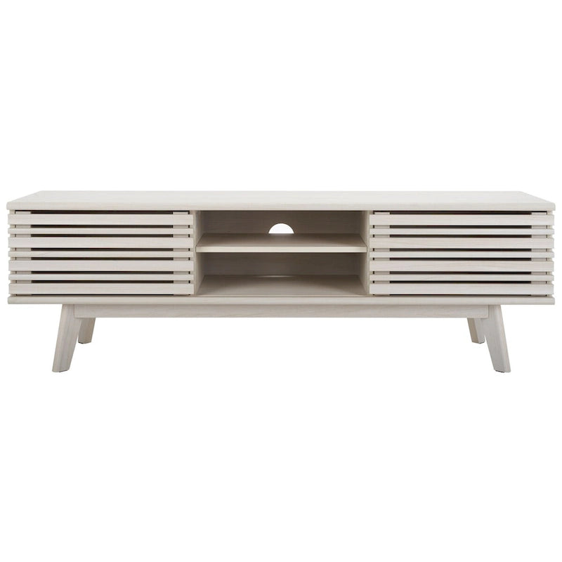 SAFAVIEH Teela Meuble TV multimédia de rangement Noyer 59 pouces - 59 L x 15 P x 19 H - 59Lx15Px19H