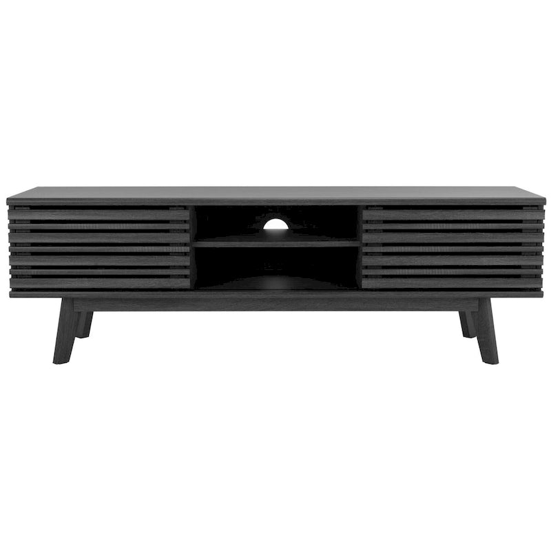 SAFAVIEH Teela Meuble TV multimédia de rangement Noyer 59 pouces - 59 L x 15 P x 19 H - 59Lx15Px19H